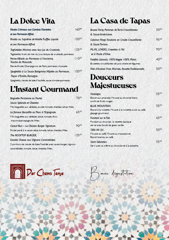Menu Dar Chems - Quatrième page